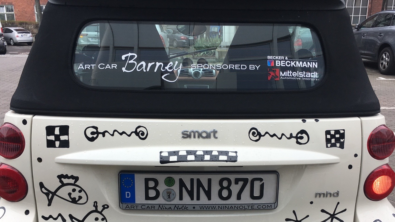A Smart ForTwo Convertible becomes the Art Car BARNEY