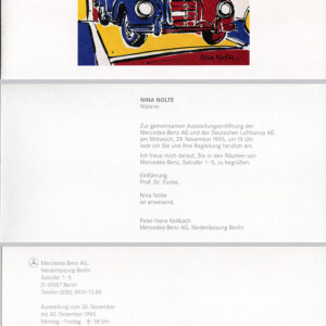 invitation card, mercedes benz, lufthansa, berlin, exhibition, headquarter, salzufer, 1995, nina nolte, collection mercedes benz
