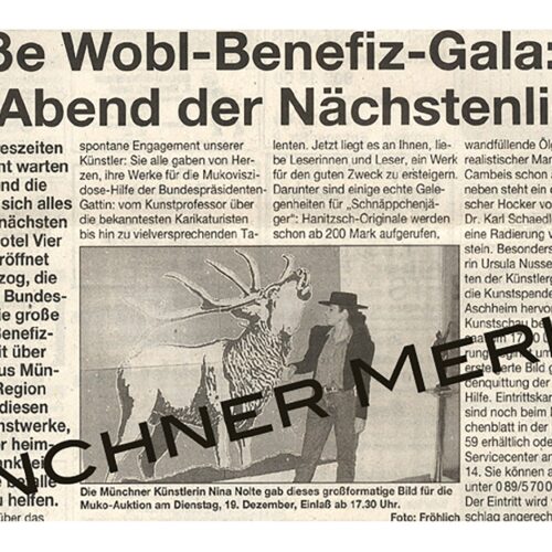 1995, cystic fibrosis gala, munich, christiane herzog, wife of the german federal president, benefit, auction, nina nolte, deer