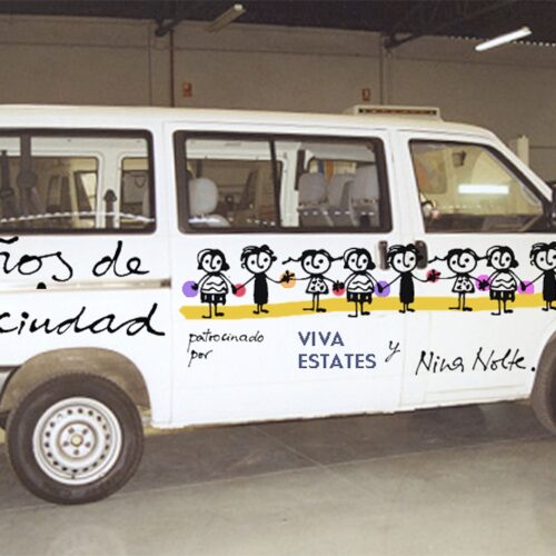 2002, nin╠âos de la cuidad, orphanage, malaga, chicos, nina nolte, stickers, viva estates, sponsors